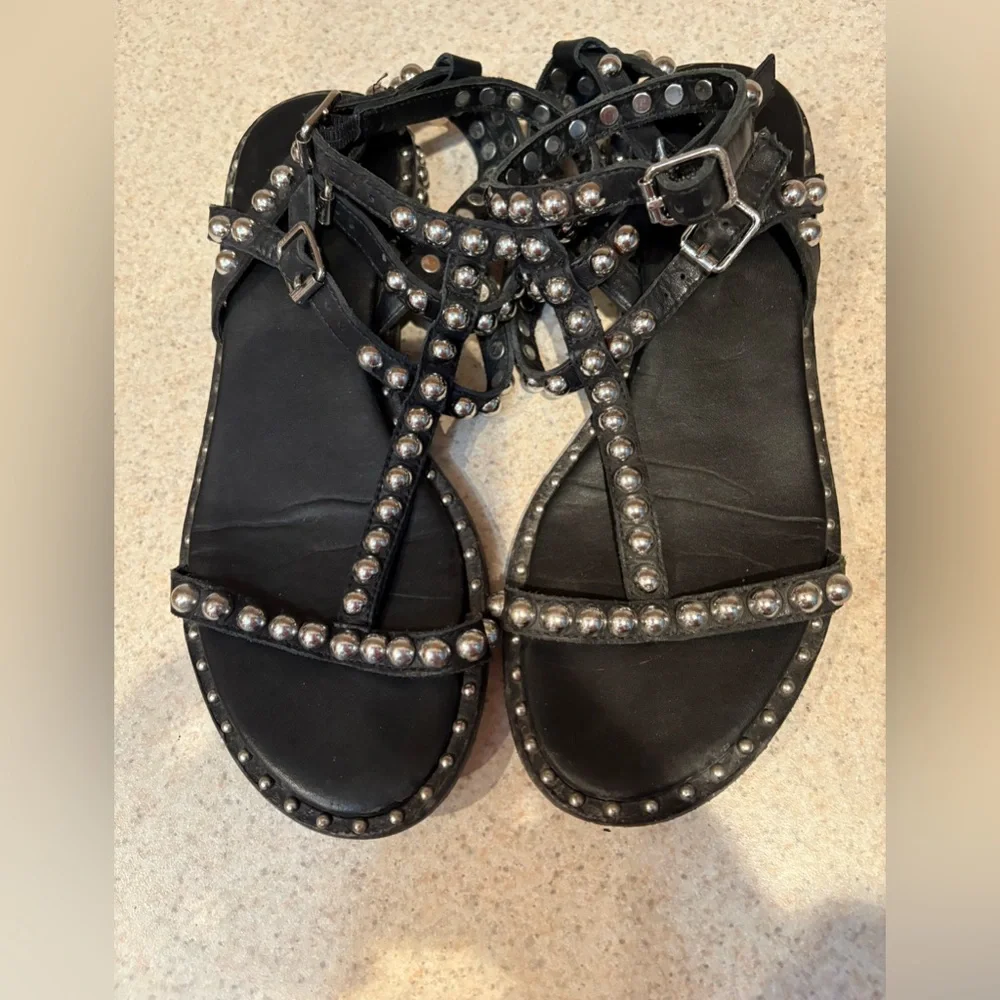 Ash Black Studded Gladiator Sandals
